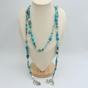 Sterling Silver Southwestern Faux Turquoise Howlite Bead Cowboy Western Necklace